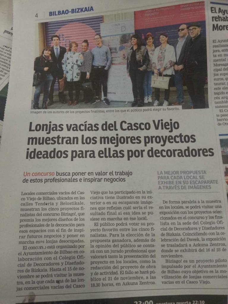 Local vacío del Casco Viejo de Bilbao incluido en la iniciativa Biziago