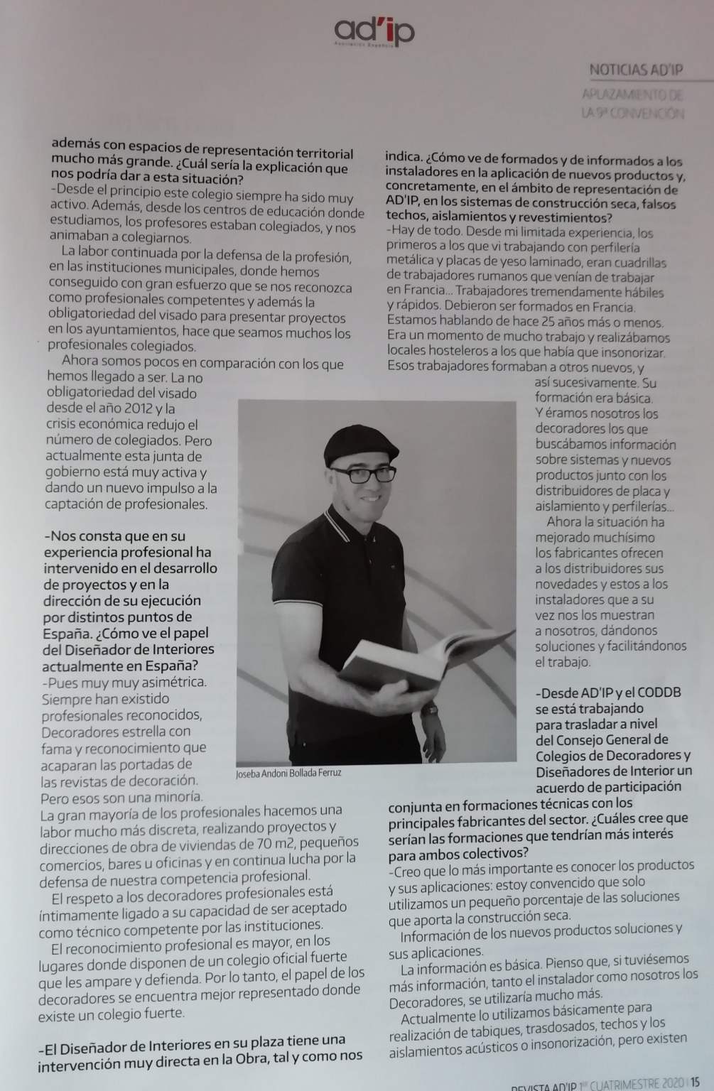 Páginas de la entrevista a Andoni Bollada en la revista ADIP